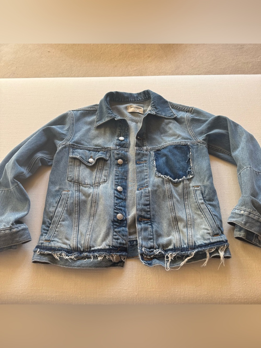 Zadig & Voltaire deconstructed denim jacket size XS